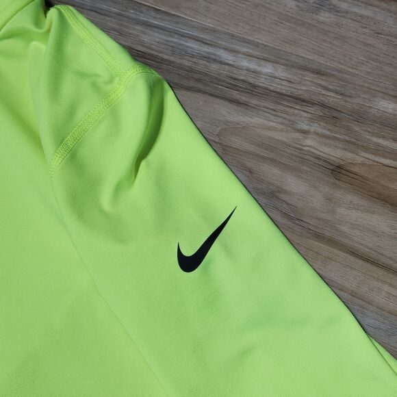 💜Nike Neon Yellow Fleece Lined Athletic Long Sleeve Top Medium - Picture 3 of 9